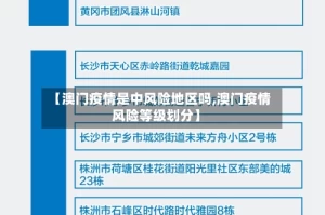 【澳门疫情是中风险地区吗,澳门疫情风险等级划分】