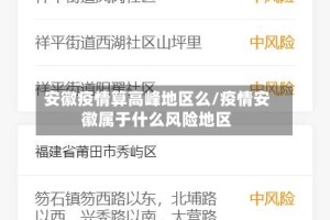 安徽疫情算高峰地区么/疫情安徽属于什么风险地区