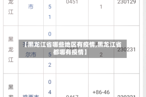 【黑龙江省哪些地区有疫情,黑龙江省都哪有疫情】