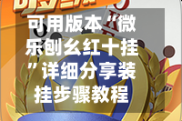 可用版本“微乐刨幺红十挂”详细分享装挂步骤教程