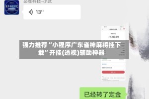 强力推荐“小程序广东雀神麻将挂下载”开挂(透视)辅助神器