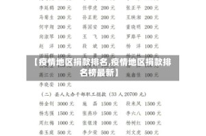 【疫情地区捐款排名,疫情地区捐款排名榜最新】