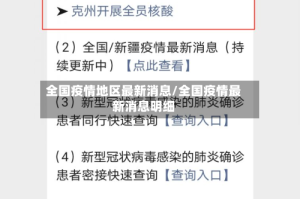 全国疫情地区最新消息/全国疫情最新消息明细