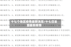十七个地区疫情最新消息/十七日全国最新疫情