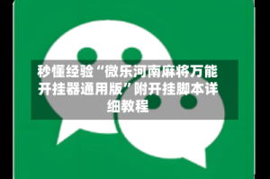秒懂经验“微乐河南麻将万能开挂器通用版”附开挂脚本详细教程