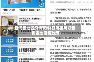 查询各地区疫情软件(在哪里可以查询各地疫情政策)