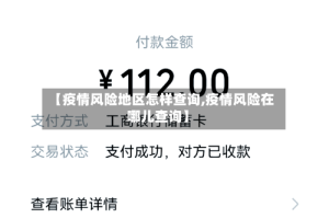 【疫情风险地区怎样查询,疫情风险在哪儿查询】
