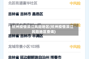 杭州疫情滨江风险地区(杭州疫情滨江风险地区查询)