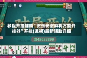 教程开挂辅助“微乐安徽麻将万能开挂器”开挂(透视)最新辅助详细