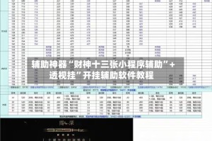 辅助神器“财神十三张小程序辅助”+透视挂”开挂辅助软件教程