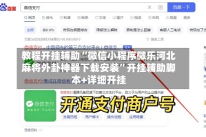 教程开挂辅助“微信小程序微乐河北麻将外卦神器下载安装”开挂辅助脚本+详细开挂