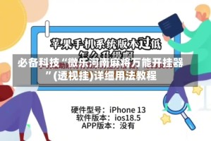 必备科技“微乐河南麻将万能开挂器”(透视挂)详细用法教程