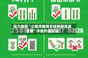 强力推荐“小程序麻将开挂神器是真是假”详细开挂玩法