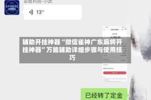 辅助开挂神器“微信雀神广东麻将开挂神器”万能辅助详细步骤与使用技巧