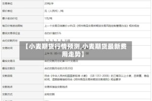 【小麦期货行情预测,小麦期货最新费用走势】