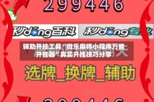 辅助开挂工具“微乐麻将小程序万能开挂器”真实开挂技巧分享