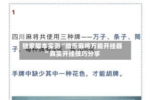 独家脚本实测“微乐麻将万能开挂器”真实开挂技巧分享