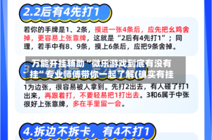 万能开挂辅助“微乐游戏到底有没有挂”专业师傅带你一起了解(确实有挂