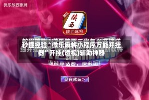 秒懂经验“微乐麻将小程序万能开挂器”开挂(透视)辅助神器