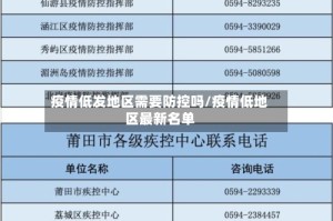 疫情低发地区需要防控吗/疫情低地区最新名单