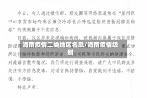 海南疫情二类地区名单/海南疫情级别