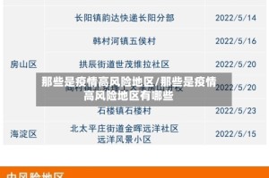 那些是疫情高风险地区/那些是疫情高风险地区有哪些