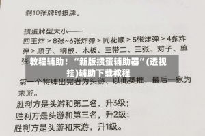 教程辅助！“新版掼蛋辅助器”(透视挂)辅助下载教程