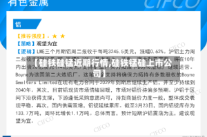 【硅铁硅锰近期行情,硅铁锰硅上市公司】