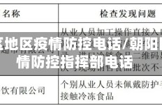 朝阳区地区疫情防控电话/朝阳区疫情防控指挥部电话