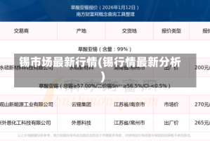 锡市场最新行情(锡行情最新分析)