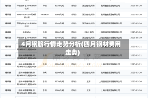 4月钢筋行情走势分析(四月钢材费用走势)