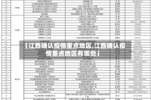 【江西确认疫情重点地区,江西确认疫情重点地区有哪些】