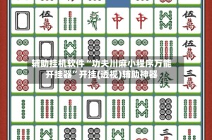 辅助挂机软件“功夫川麻小程序万能开挂器”开挂(透视)辅助神器