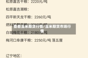 查看玉米期货行情/玉米期货市场行情