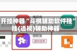 辅助开挂神器“斗棋辅助软件挂”开挂(透视)辅助神器