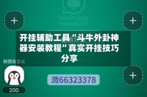 开挂辅助工具“斗牛外卦神器安装教程”真实开挂技巧分享