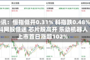 快讯：恒指低开0.31% 科指跌0.48% 科网股低迷 芯片股高开 乐动机器人上市首日涨超102%