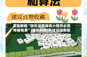 实操教程“微乐湖南麻将小程序必赢神器免费”(辅助神器)开挂详细教程