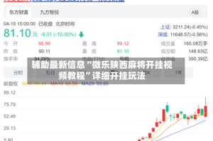 辅助最新信息“微乐陕西麻将开挂视频教程”详细开挂玩法
