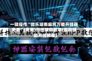 一键操作“微乐湖南麻将万能开挂器免费”(免费)开挂辅助教学(最新辅助开挂教程)