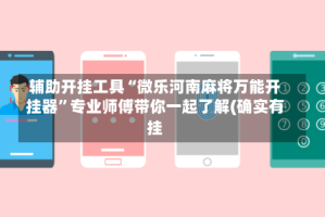 辅助开挂工具“微乐河南麻将万能开挂器”专业师傅带你一起了解(确实有挂