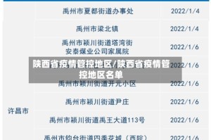 陕西省疫情管控地区/陕西省疫情管控地区名单