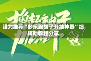 强力推荐“多乐跑胡子开挂神器”细辅助教程分享