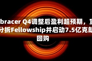 Embracer Q4调整后盈利超预期，宣布分拆Fellowship并启动7.5亿克朗回购