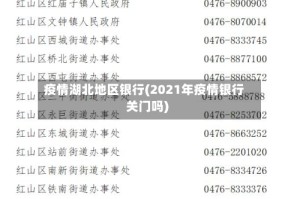 疫情湖北地区银行(2021年疫情银行关门吗)