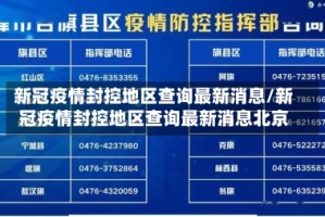 新冠疫情封控地区查询最新消息/新冠疫情封控地区查询最新消息北京