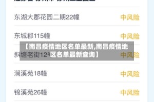 【南昌疫情地区名单最新,南昌疫情地区名单最新查询】