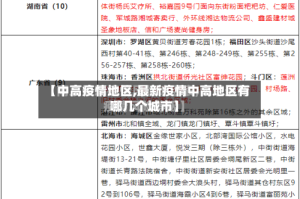 【中高疫情地区,最新疫情中高地区有哪几个城市】