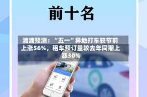 滴滴预测：“五一”异地打车较节前上涨56%，租车预订量较去年同期上涨30%