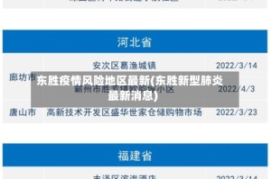 东胜疫情风险地区最新(东胜新型肺炎最新消息)